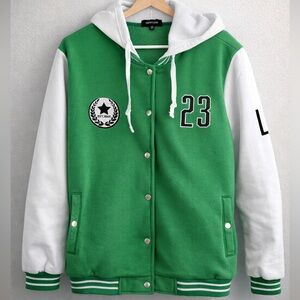 New Look 2X Green Varsity Jacket Hooded 23 LA Y2K Streetwear